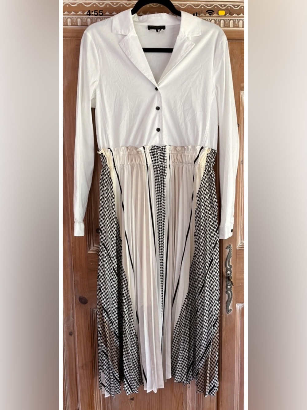 Donna Karan Elegant Black White & Cream Pleated Dress Medium 10